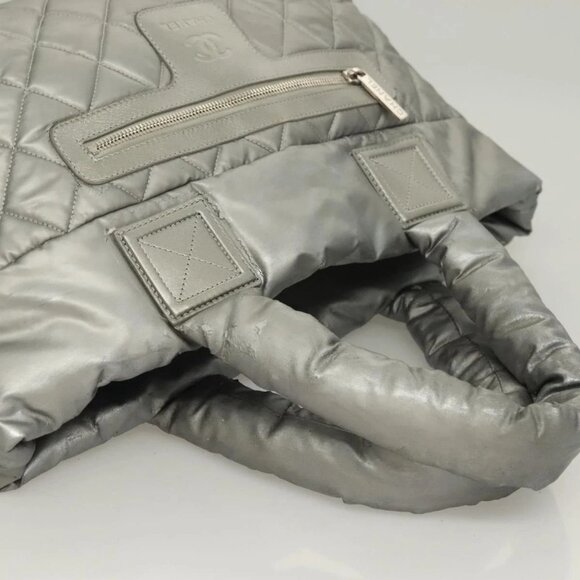 CHANEL Cococoon Tote Bag Nylon Gray Silver CC Auth - Picture 12 of 15